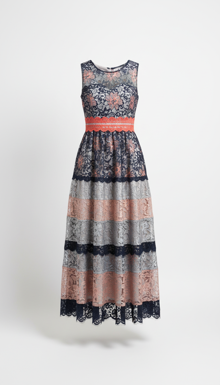 Striped Floral Lace Dress