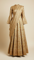 Golden Brocade Dupatta Gown