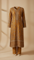 Mustard Embroidered Kurta Set