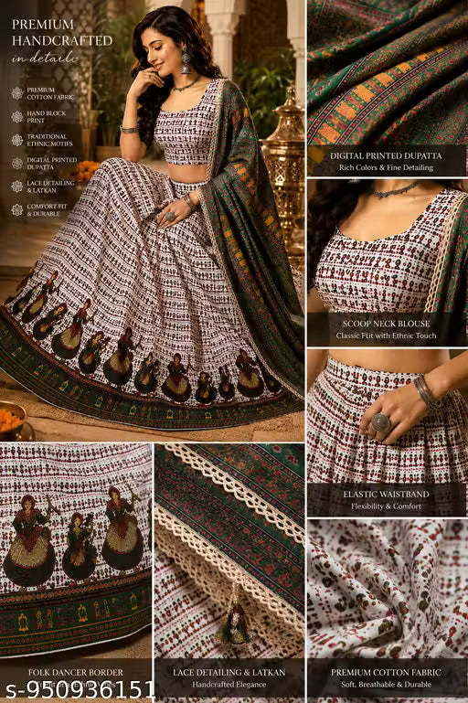 Women’s Traditional Dadiyan Print Lehenga Choli with Dupatta
